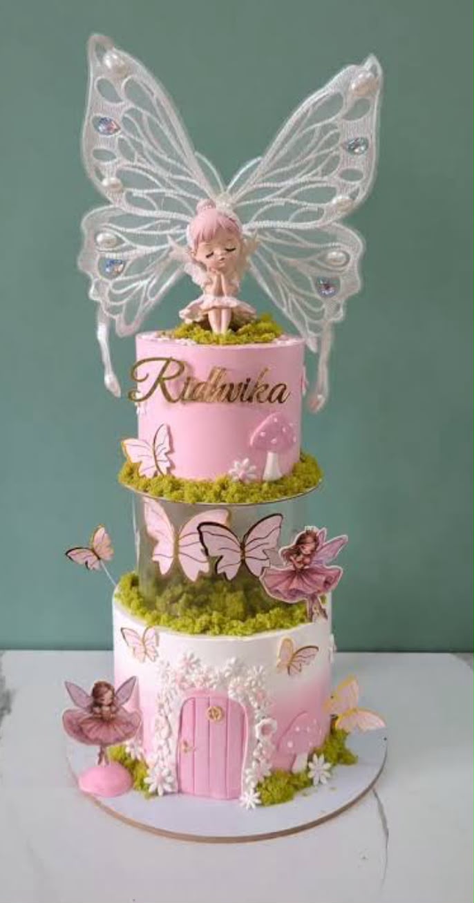 Fairy Ballerina Ceramic Doll Cake Topper with Acrylic Embroidery Butterfly Wings