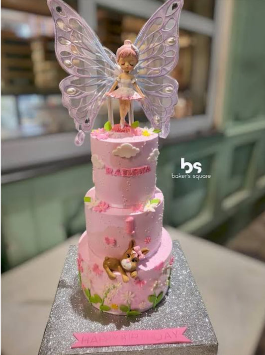 Fairy Ballerina Ceramic Doll Cake Topper with Acrylic Embroidery Butterfly Wings