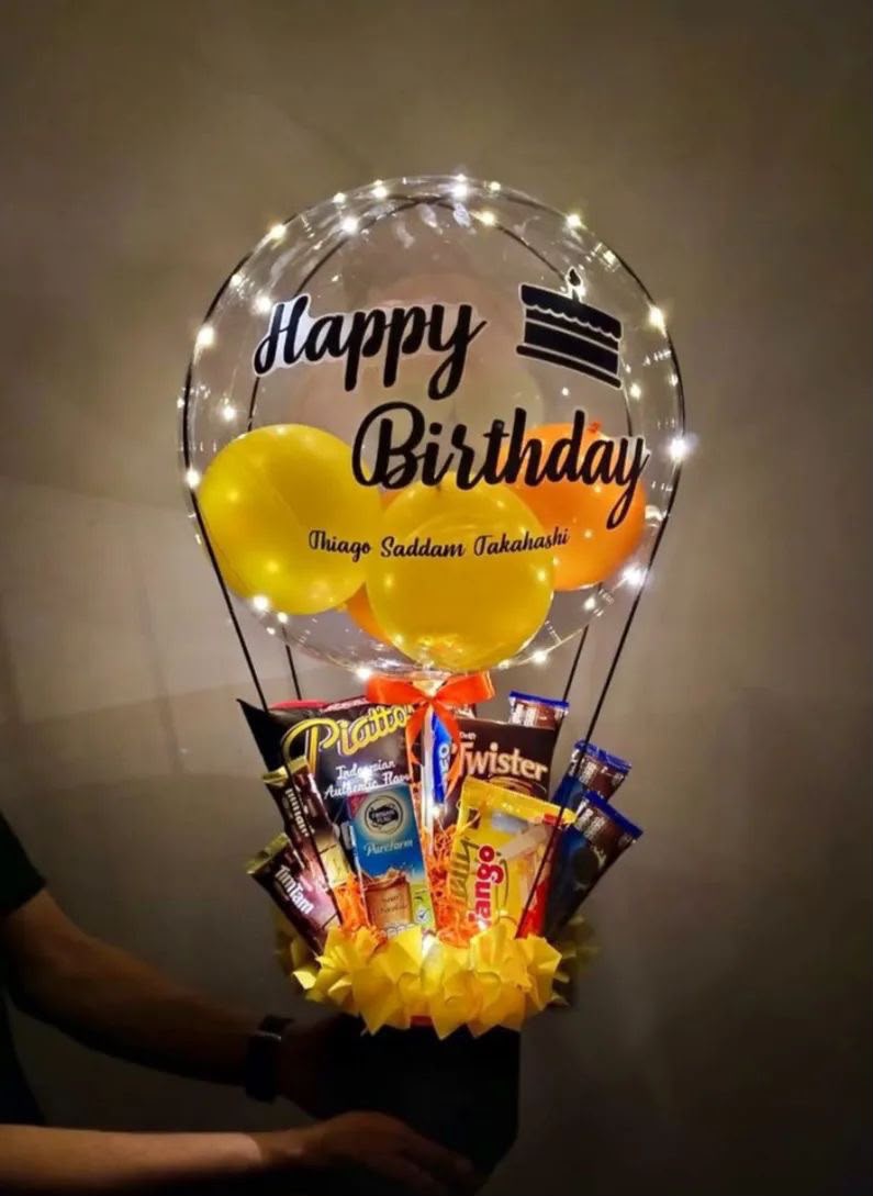 Happy Birthday Vinyl Transfer Sticker - Black Script for Bubble Balloons & Hampers