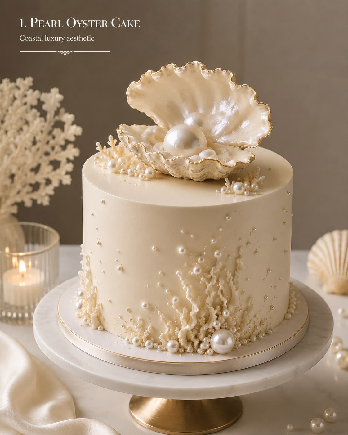 Pearl Shell Cake Topper - Openable Seashell Box 4.5 x 3.5 inch