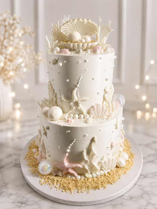 Pearl Shell Cake Topper - Openable Seashell Box 4.5 x 3.5 inch