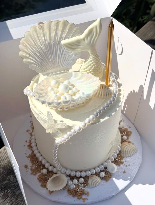 Pearl Shell Cake Topper - Openable Seashell Box 4.5 x 3.5 inch
