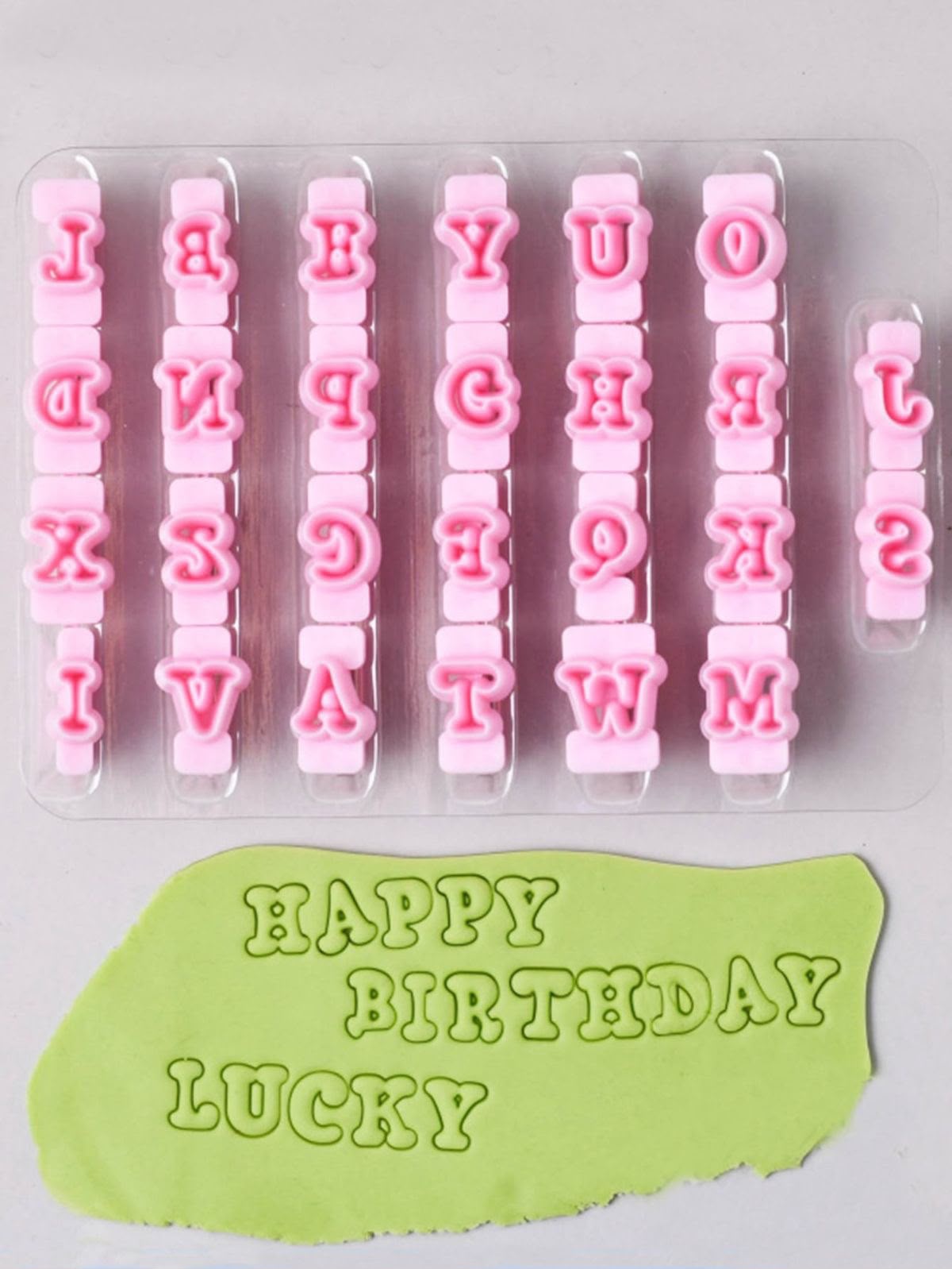 Alphabet Letter Fondant Cutter & Embosser Set - 1 cm Uppercase A to Z (26 Pcs, Pink)