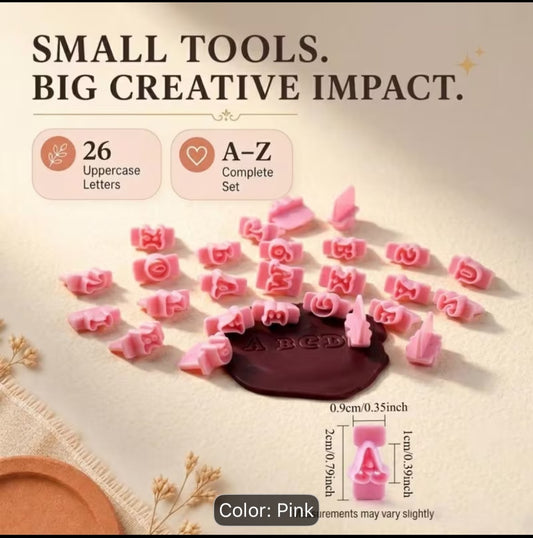 Alphabet Letter Fondant Cutter & Embosser Set - 1 cm Uppercase A to Z (26 Pcs, Pink)