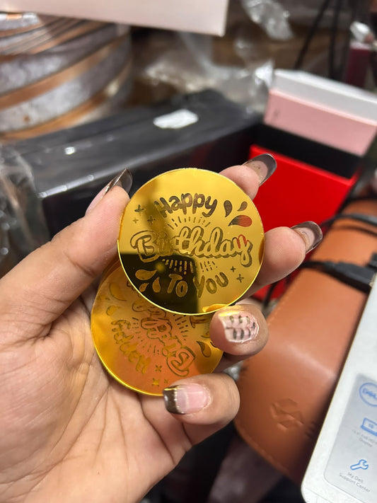 Happy Birthday Gold Coin Cake Topper - 2 inch (Pack of 10)