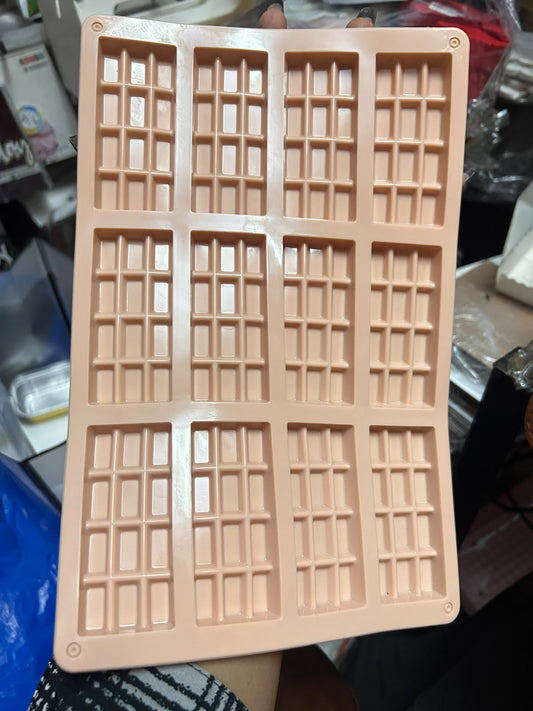 12 Cavity Classic Chocolate Bar Silicone Mould - 3 x 2 inch