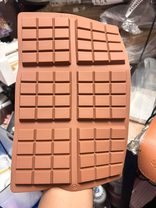 6 Cavity Square Chocolate Bar Silicone Mould - 3 x 3 inch