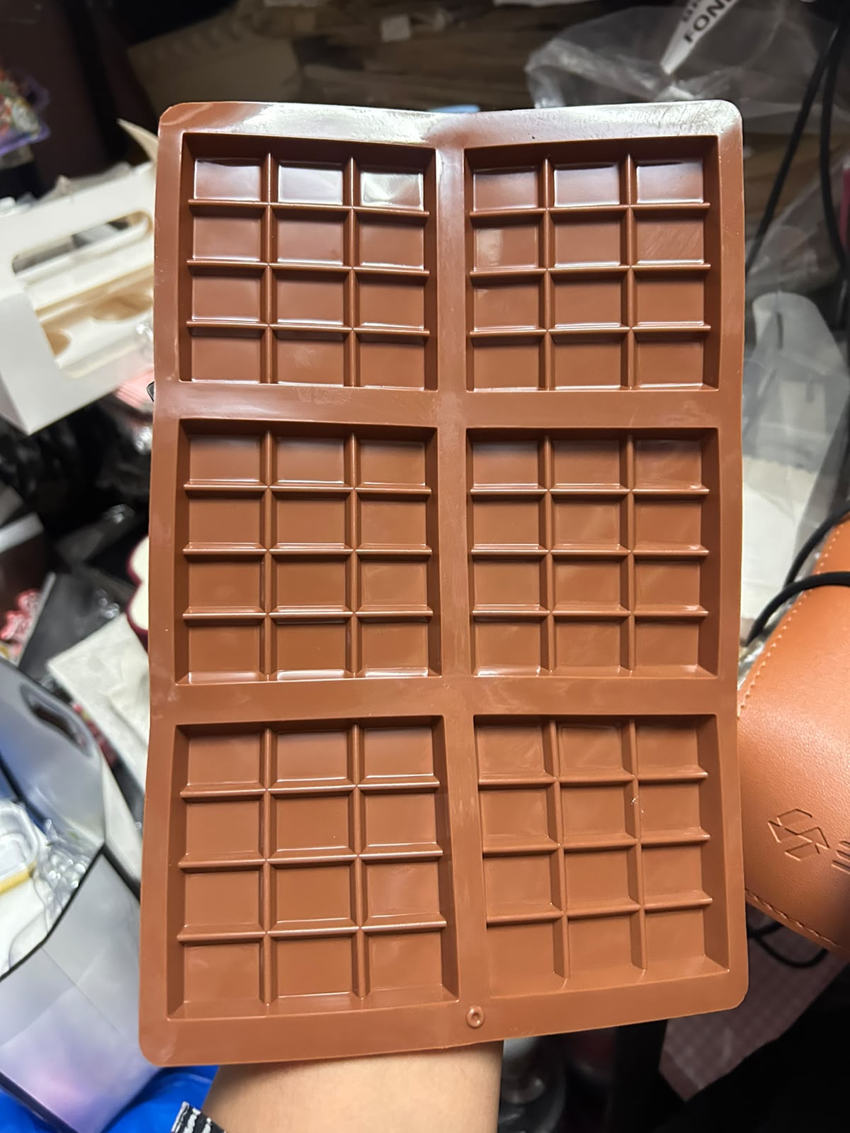 6 Cavity Square Chocolate Bar Silicone Mould - 3 x 3 inch