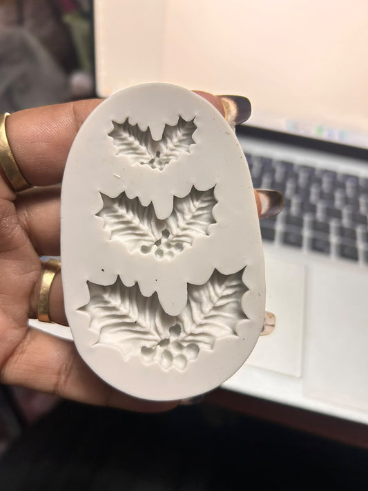 Christmas Holly Leaves Silicone Mould - 3 Cavity (5.3 x 8.3 cm)