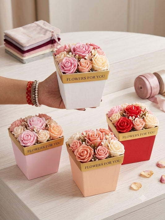 Flowers For You Rigid Flower Tub with Golden Rim - 11 x 11 cm