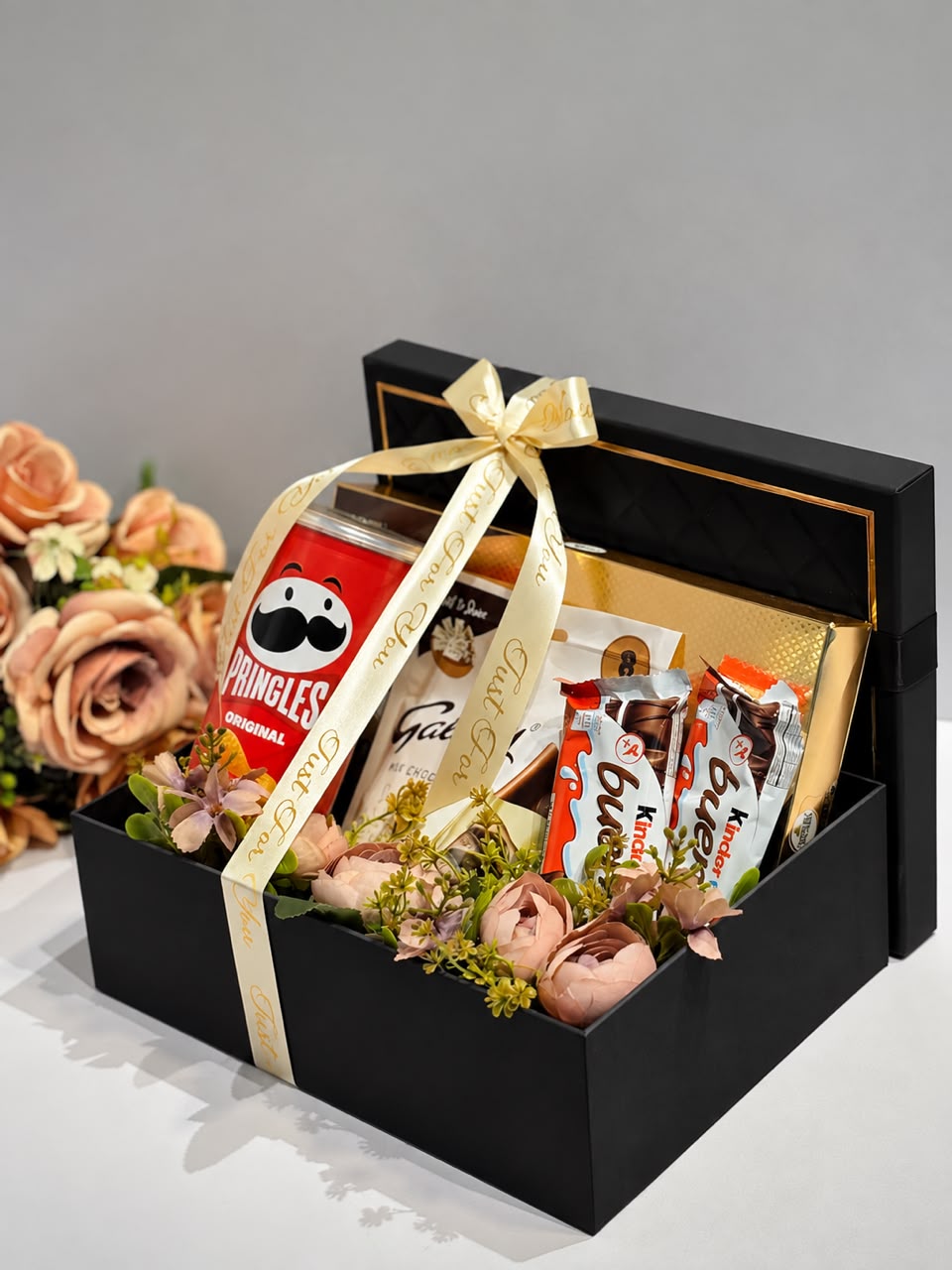 Gentleman Hamper Box - Black Rigid Gift Box Set of 3 with Satin Bow