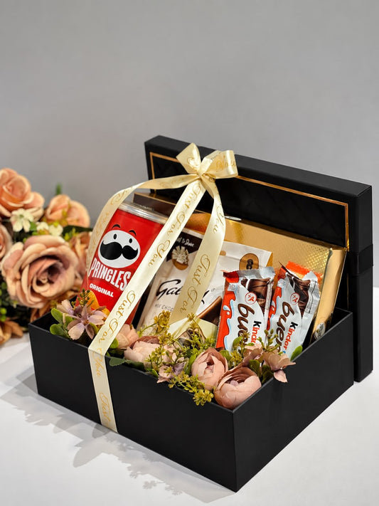 Gentleman Hamper Box - Black Rigid Gift Box Set of 3 with Satin Bow
