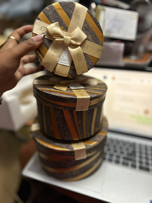 Round Rigid Gift Box Set of 3 with Satin Ribbon Bow (5.5, 6.5 & 7.5 inch)