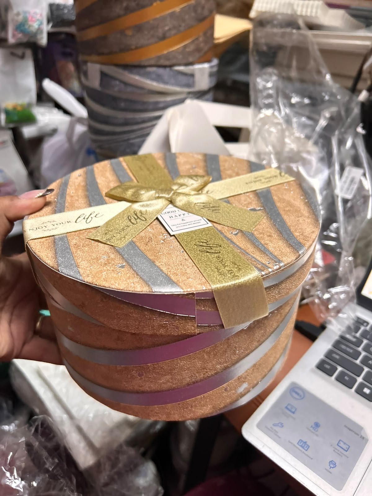 Round Rigid Gift Box Set of 3 with Satin Ribbon Bow (5.5, 6.5 & 7.5 inch)