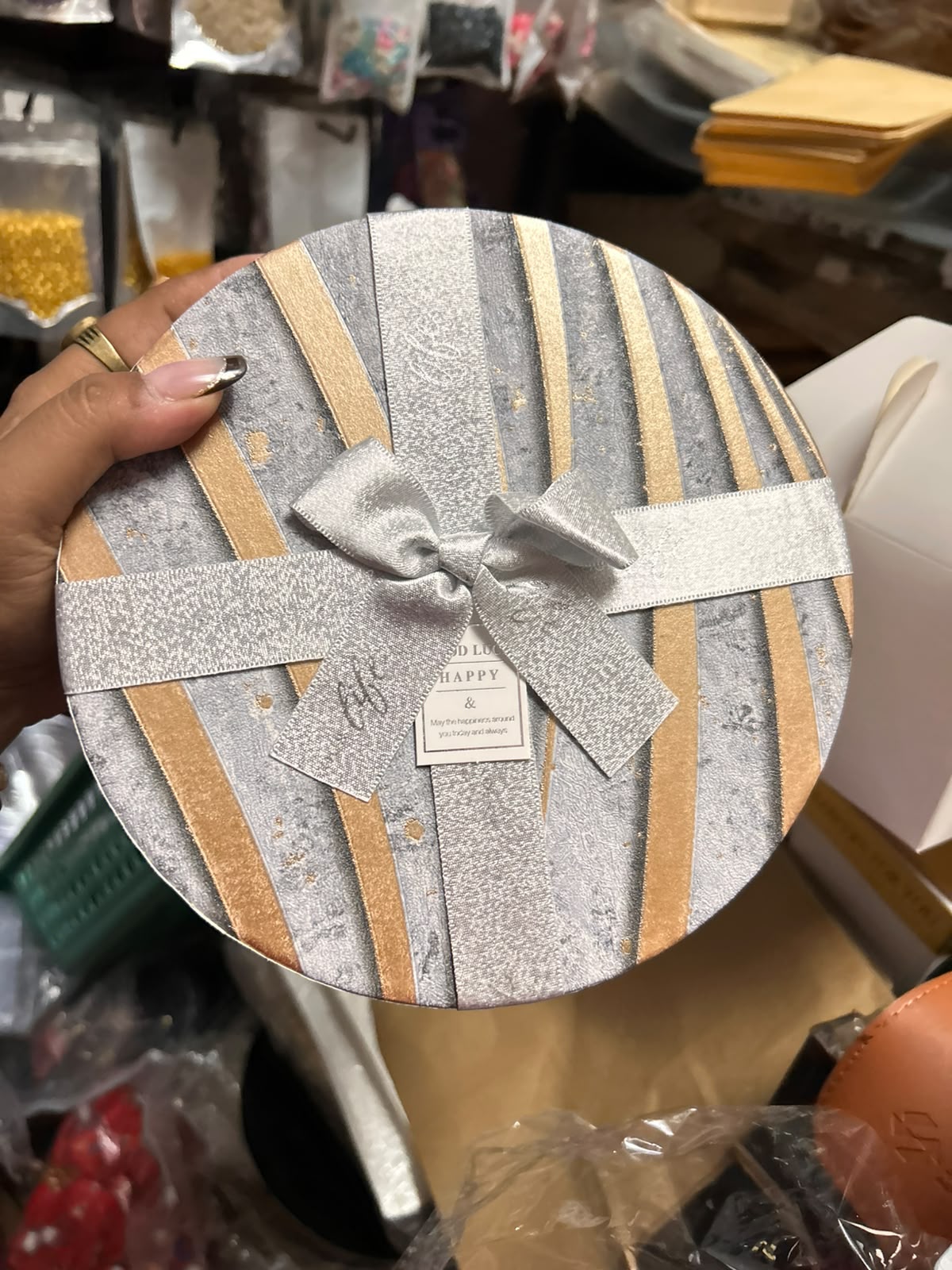 Round Rigid Gift Box Set of 3 with Satin Ribbon Bow (5.5, 6.5 & 7.5 inch)