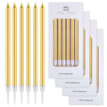 Gold Pencil Candles for Cake - Sleek Tall Birthday Candles (Pack of 6)