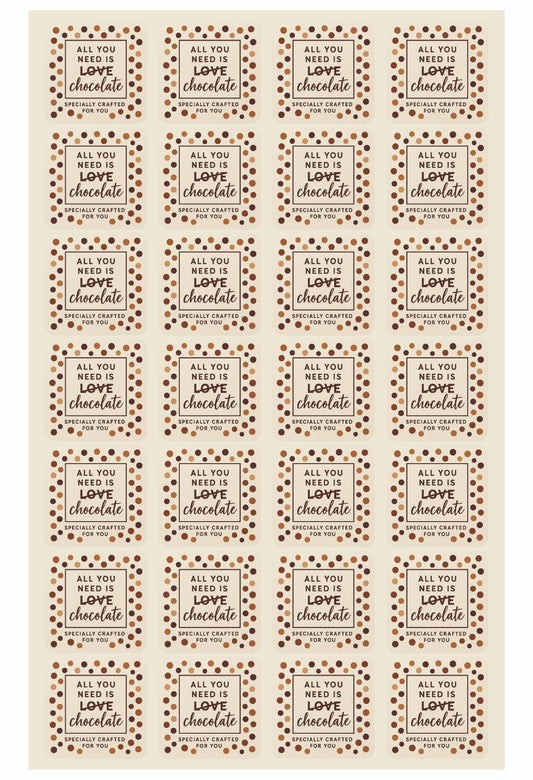 All You Need Is Chocolate Sticker - 28 Stickers per Sheet