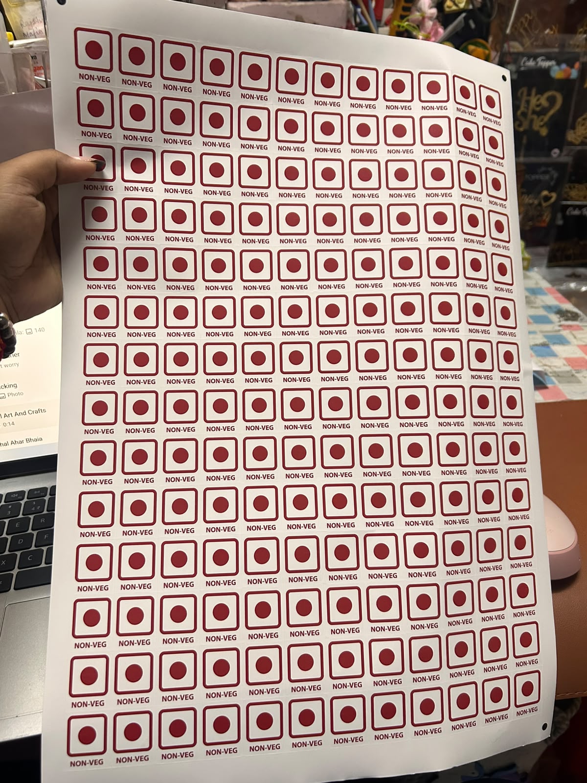 Non-Veg Sticker Sheet - 168 Stickers per Sheet