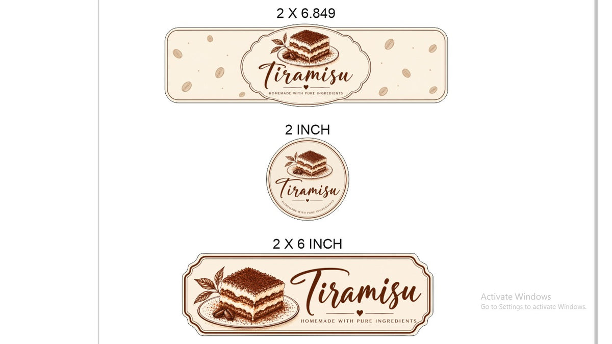 Tiramisu Packing Sticker Sheet - 20 Stickers (3 Sizes)