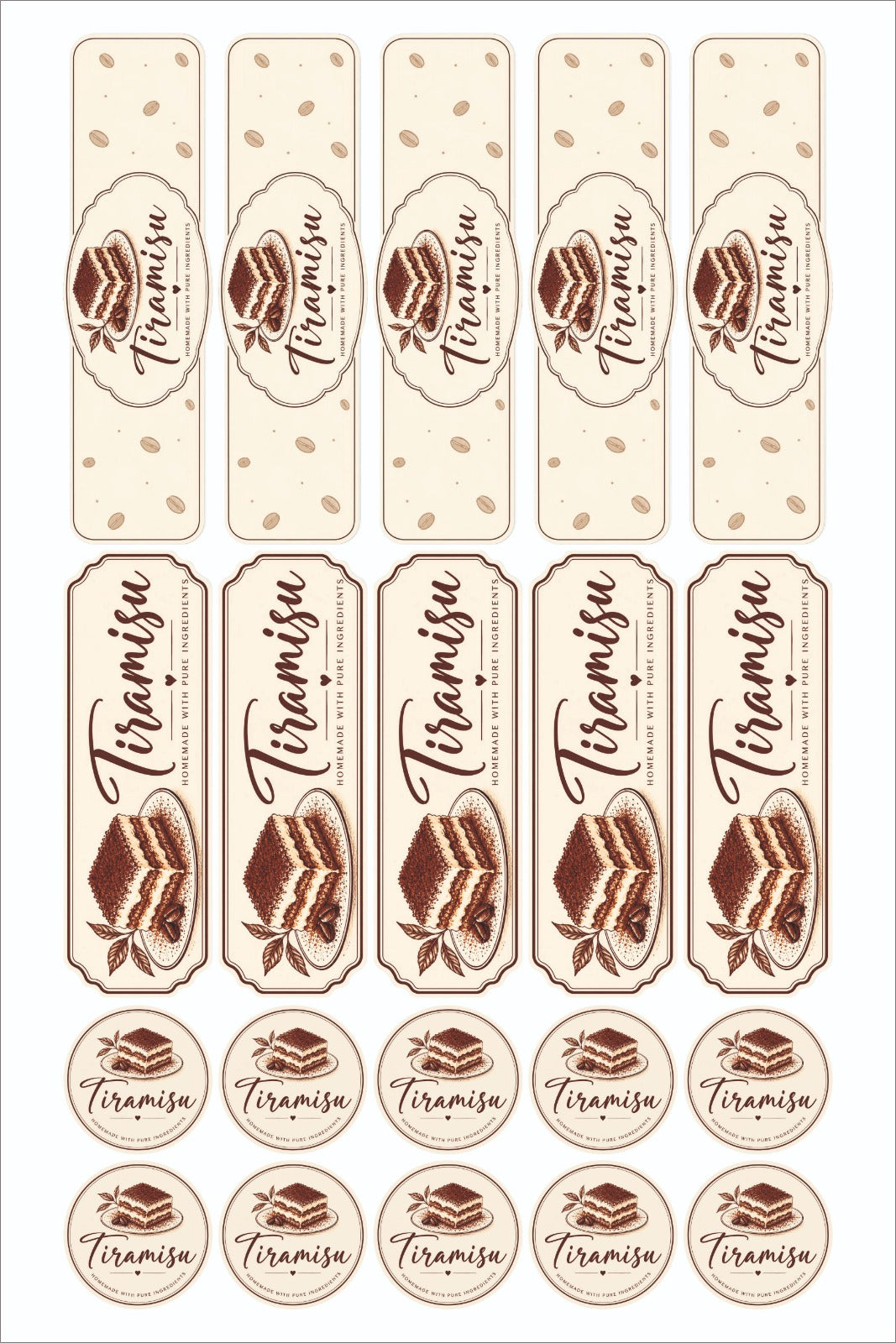Tiramisu Packing Sticker Sheet - 20 Stickers (3 Sizes)