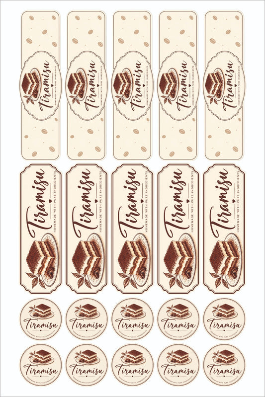 Tiramisu Packing Sticker Sheet - 20 Stickers (3 Sizes)