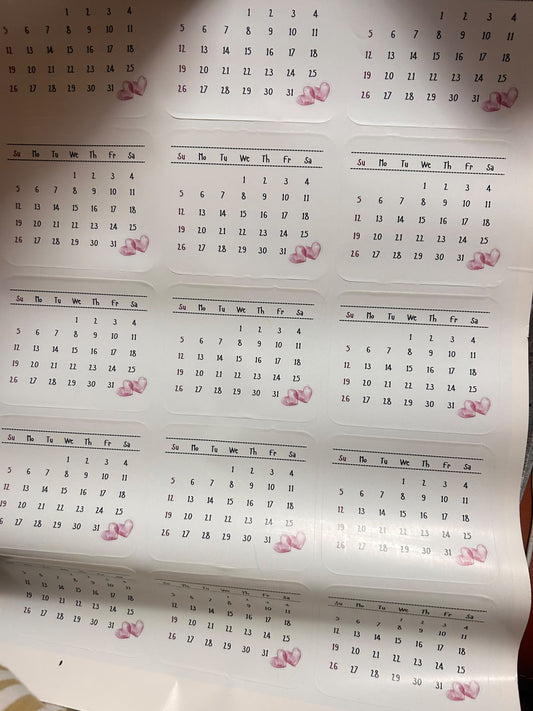 Calendar Sticker Sheet - 15 Stickers, 96 x 80 mm