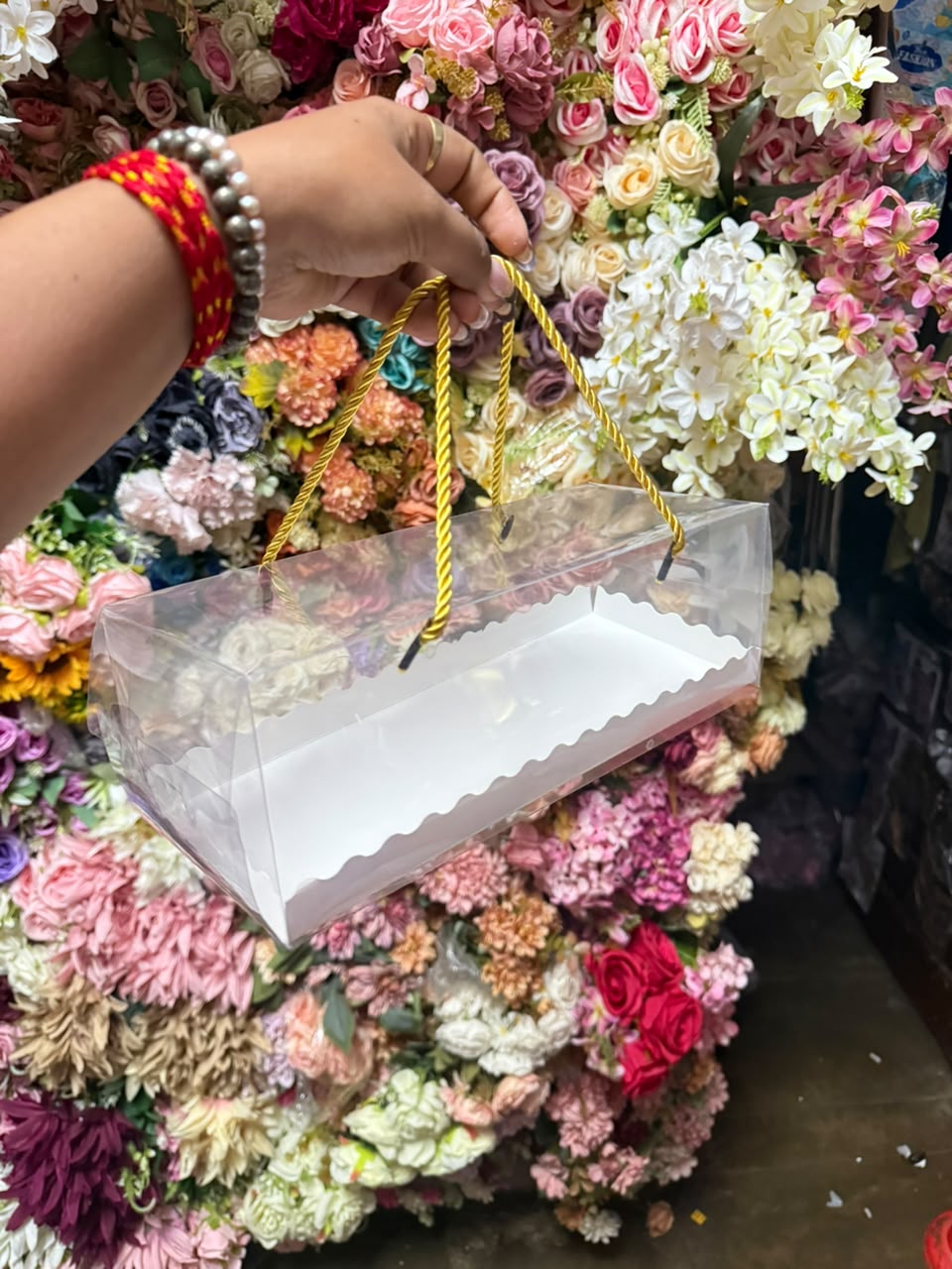 Long PVC Hanging Box for Four Jar with Handle - 11 x 4 x 4.4 inch (Clear Jar Hamper Box)