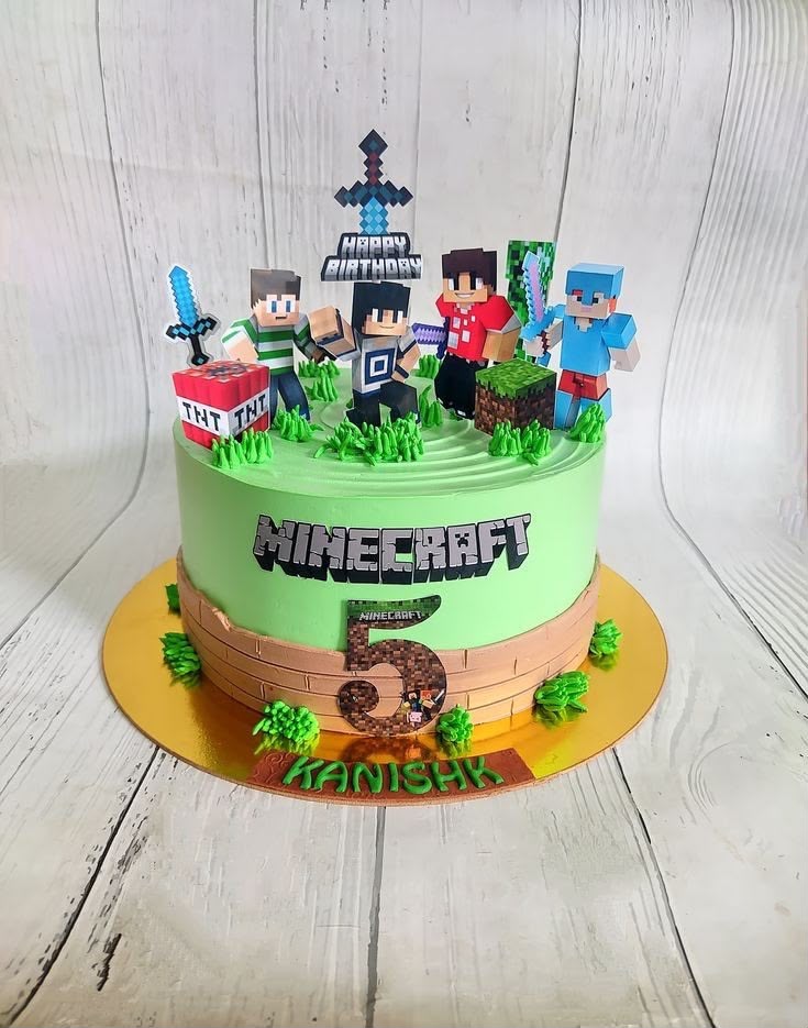 Minecraft Theme Cake Topper Toys - Silicone Figurines for Kids Birthday Cake