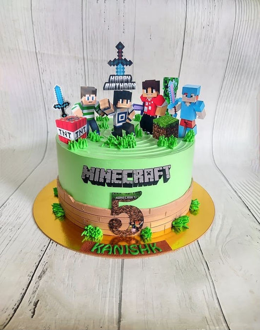 Minecraft Theme Cake Topper Toys - Silicone Figurines for Kids Birthday Cake