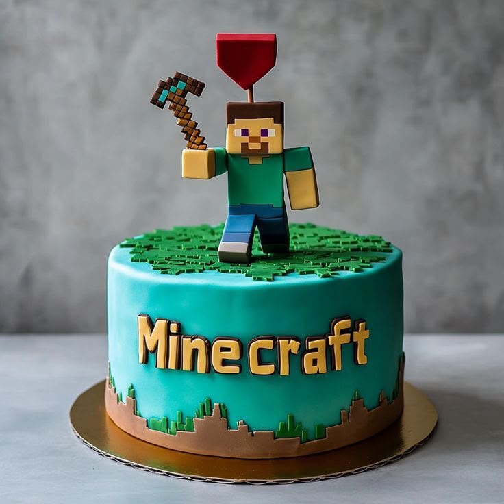 Minecraft Theme Cake Topper Toys - Silicone Figurines for Kids Birthday Cake