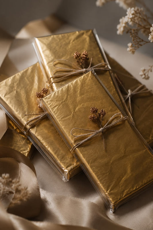 Gold Foil Chocolate Wrapper Paper - 500 Sheets for Candy & Chocolate Packaging