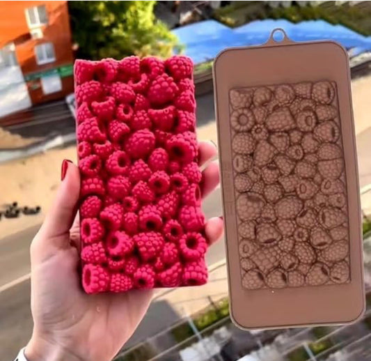 Raspberry Chocolate Bar Mould Silicone - 3D Berry Design Bar Mould