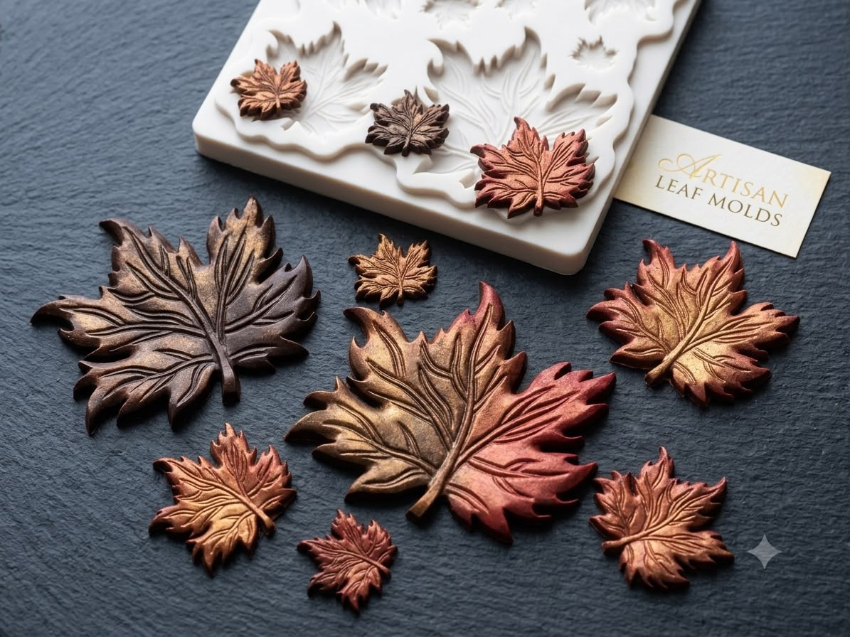 Maple Leaf Silicone Mould - 9 Cavity Fondant & Chocolate Leaf Mould