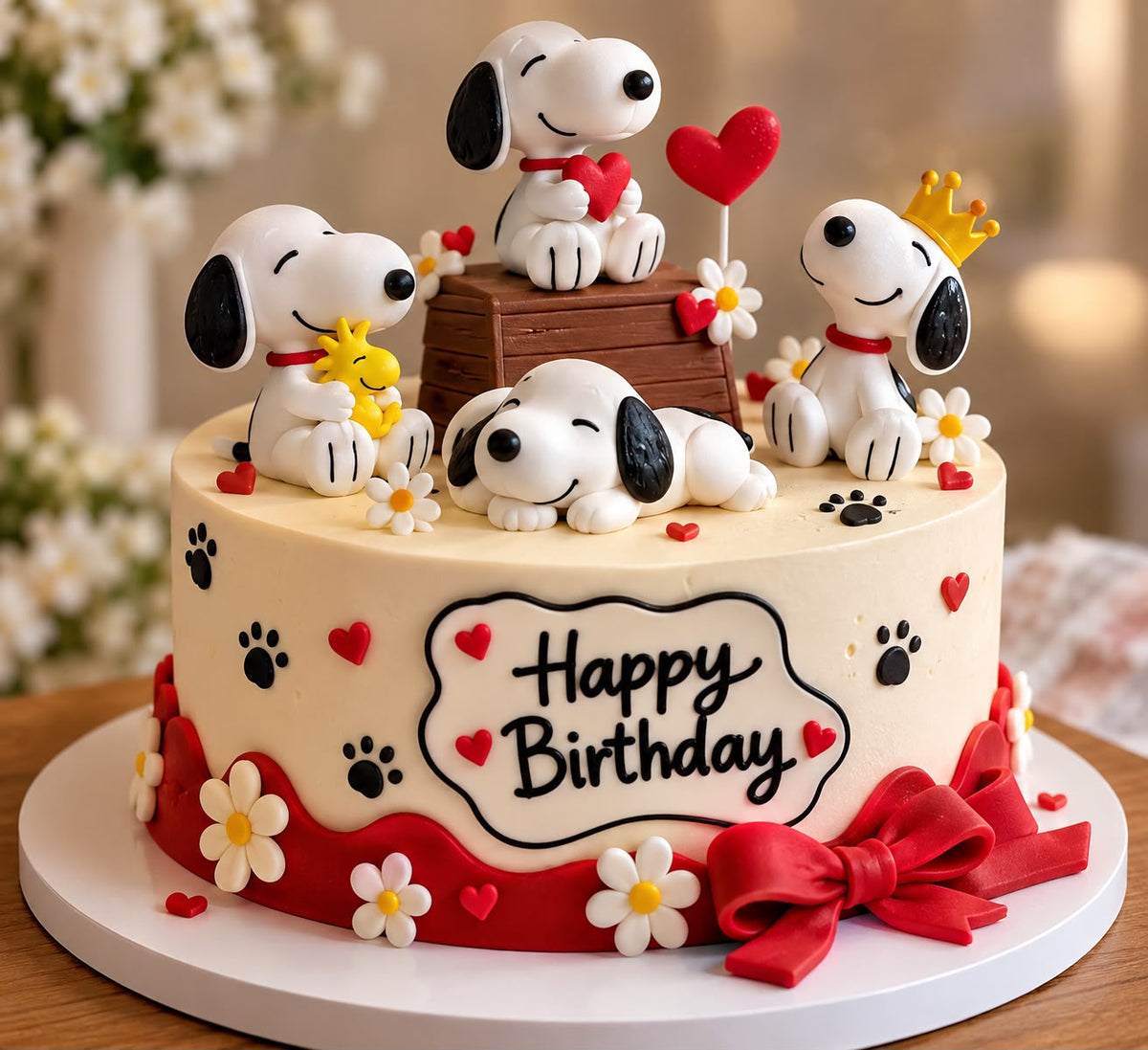 Snoopy Theme Cake Topper Toys - Silicone Figurines Set for Kids Birthday Cake