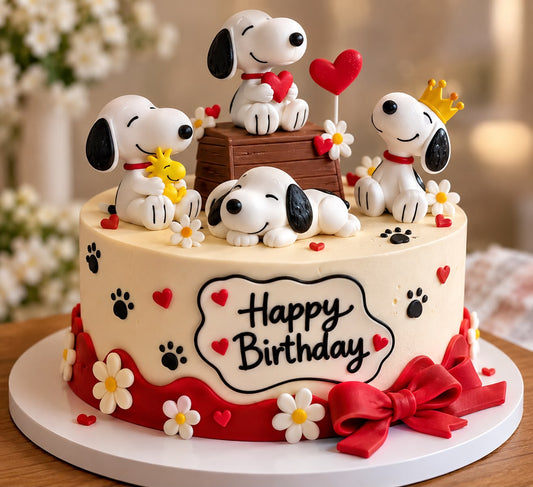 Snoopy Theme Cake Topper Toys - Silicone Figurines Set for Kids Birthday Cake