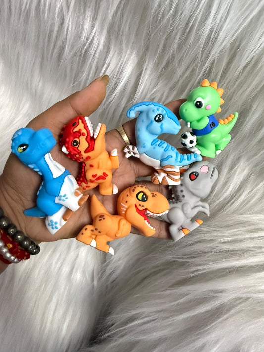 Cute Dino Theme Silicone Toys - Set of 6 (Dinosaur Cake Toppers)