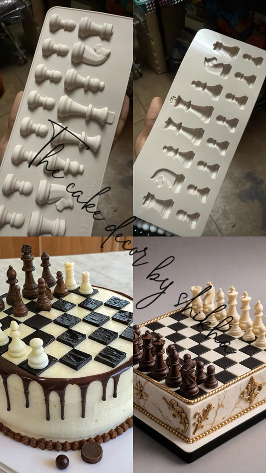 Chess Theme Mould - 16 Cavity Chess Theme Chocolate & Fondant Mould