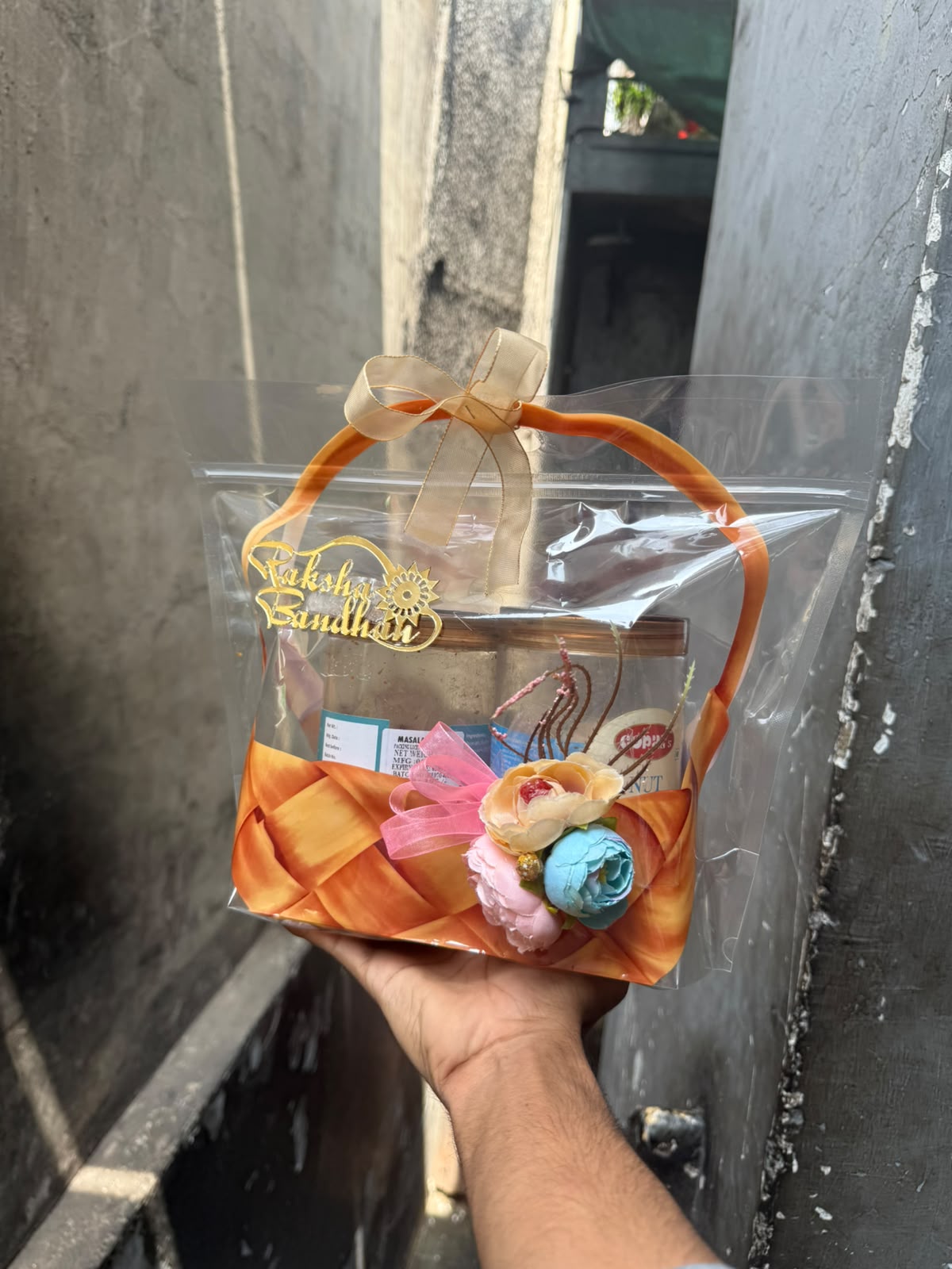 Basket PVC Hamper Bag - Clear Zip Lock Gift Bag for 2 Jars
