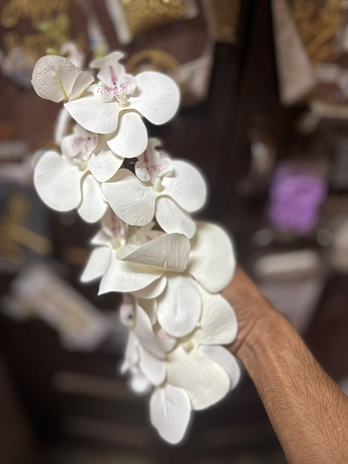Real Touch Artificial Orchid Flower Bunch - 10 Flowers for Cake & Home Decor