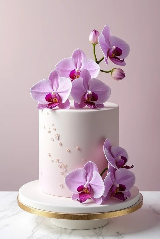 Real Touch Artificial Orchid Flower Bunch - 10 Flowers for Cake & Home Decor