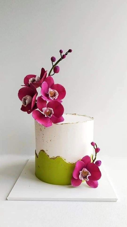 Real Touch Artificial Orchid Flower Bunch - 10 Flowers for Cake & Home Decor