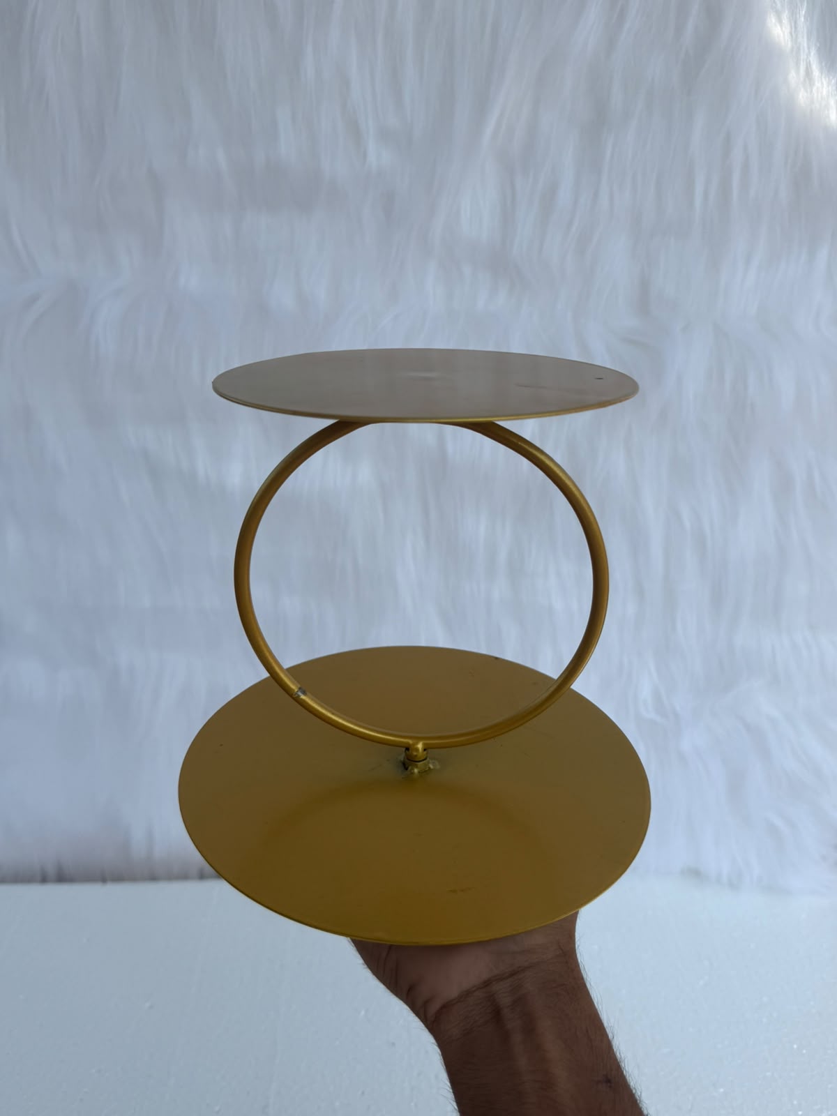 Multipurpose Golden Metal Cake Stand - 6 inch Height (6 inch Upper Plate & 8 inch Lower Plate)