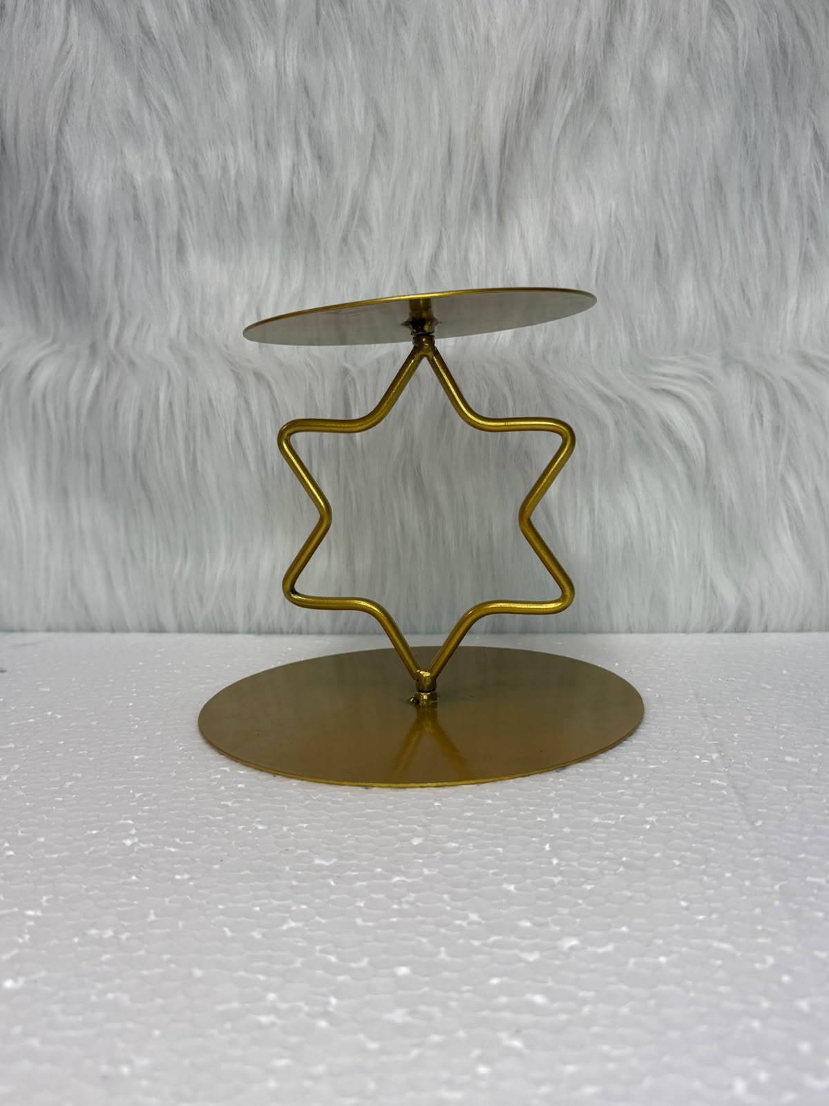 Multipurpose Golden Metal Cake Stand - 6 inch Height (6 inch Upper Plate & 8 inch Lower Plate)