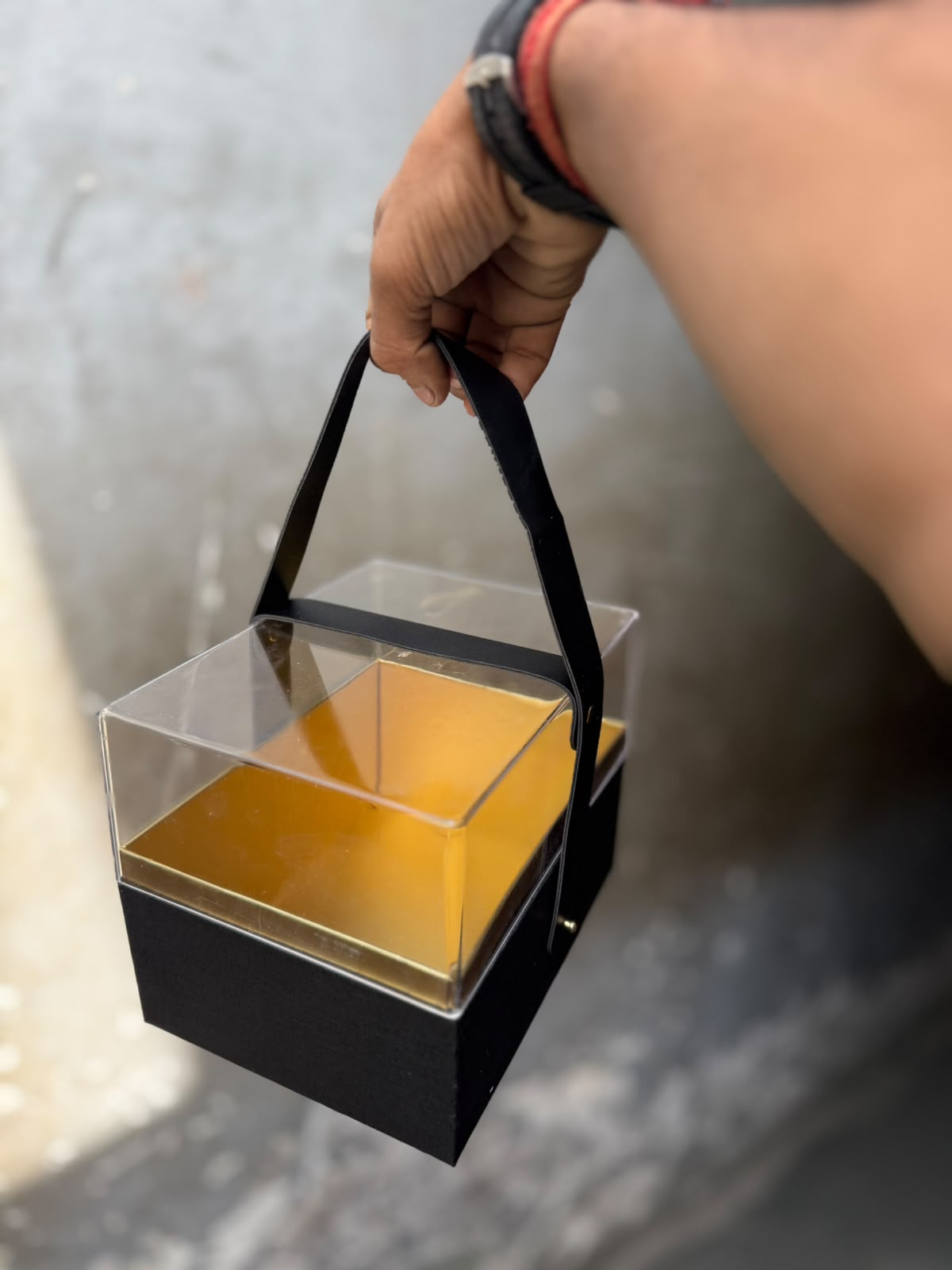 Acrylic Window Hamper Box Set of 3 with Handle