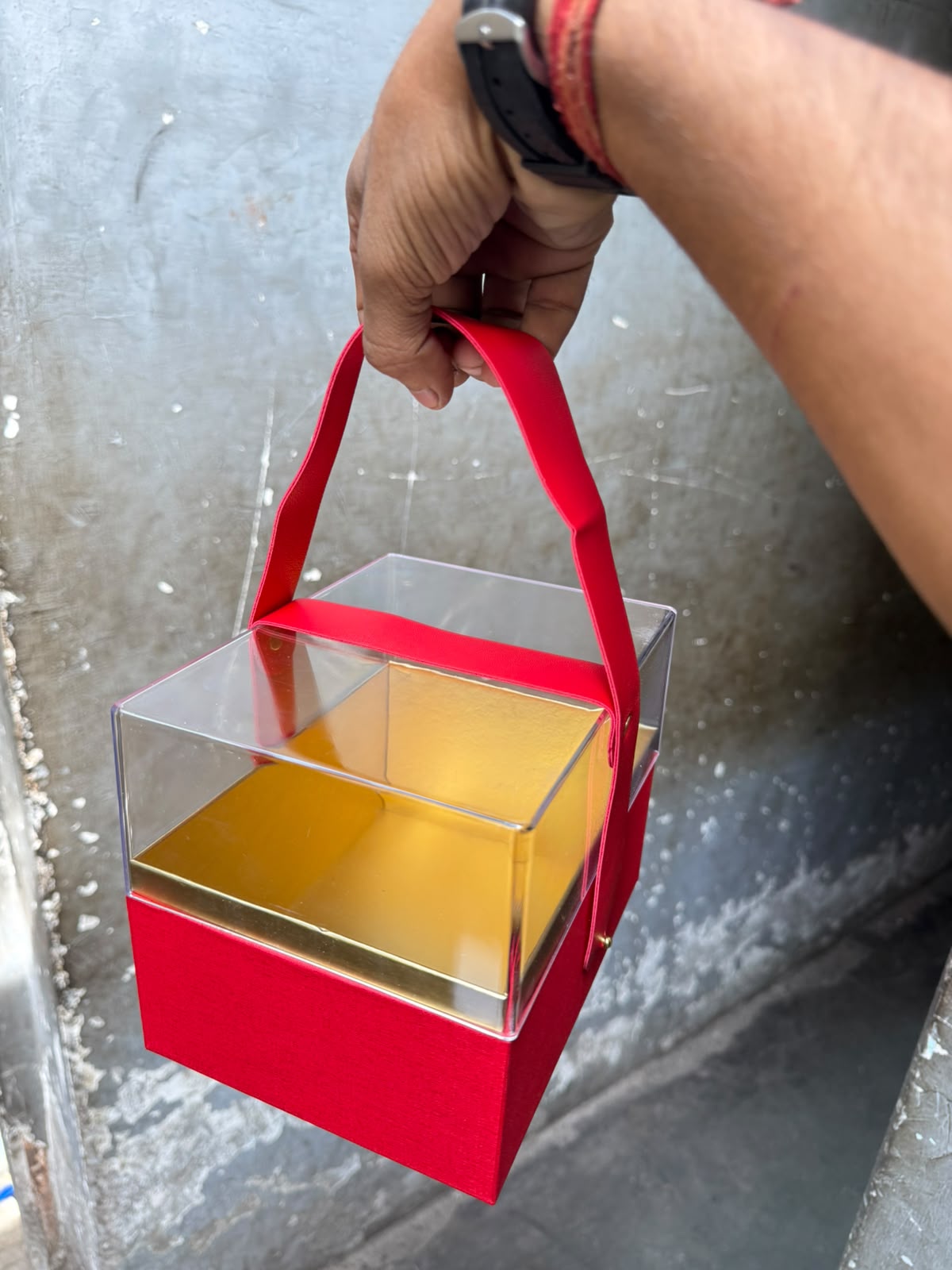 Acrylic Window Hamper Box Set of 3 with Handle