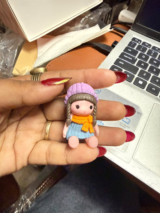 Sweet Cute Little Ceramic Doll - 1.7 inch (Cake Topper)