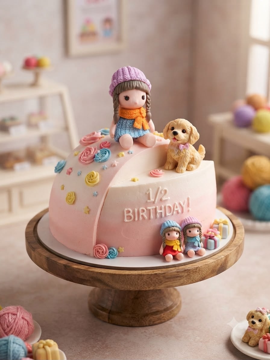 Sweet Cute Little Ceramic Doll - 1.7 inch (Cake Topper)