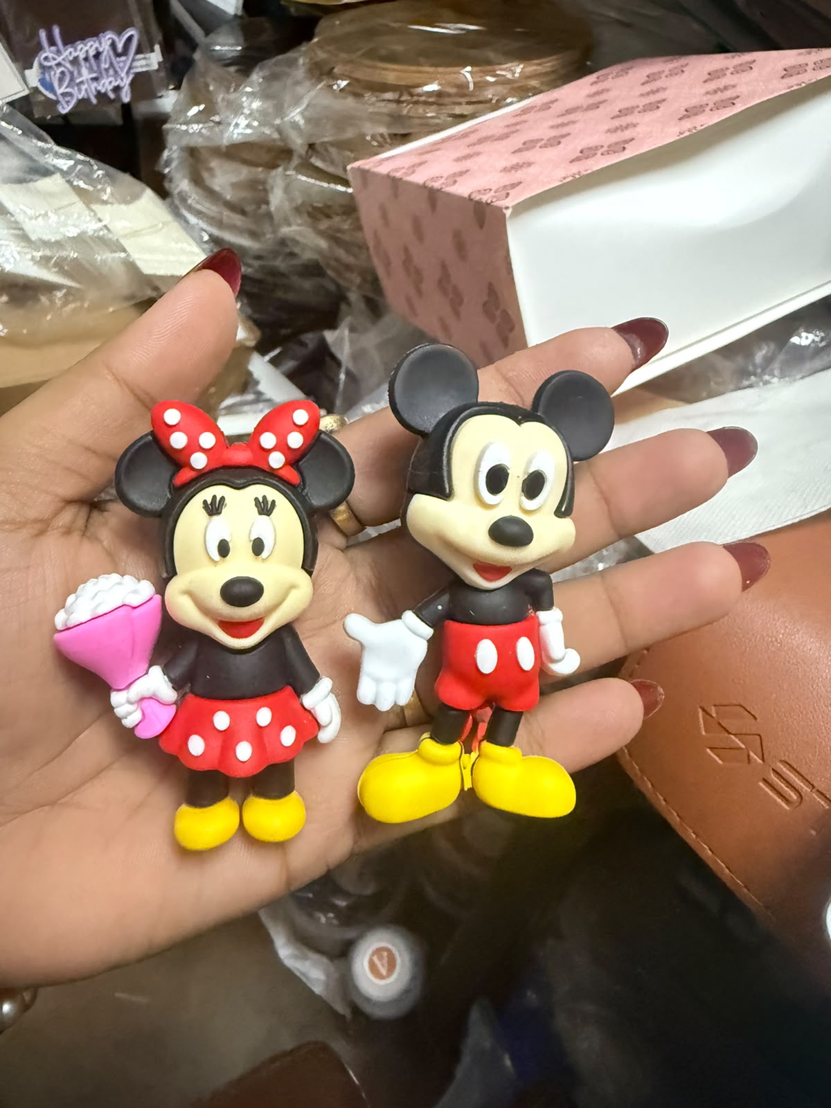 Minnie Mouse and Mickey Mouse Silicone Toys Set - 2.15 inch (Cake Toppers)
