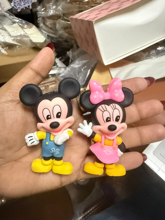 Minnie Mouse and Mickey Mouse Silicone Toys Set - 2.15 inch (Cake Toppers)