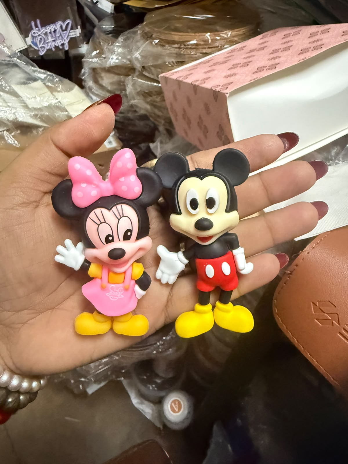 Minnie Mouse and Mickey Mouse Silicone Toys Set - 2.15 inch (Cake Toppers)